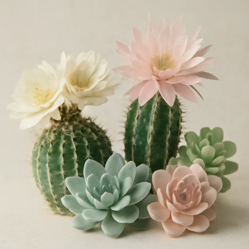 Close floral detail for cacti & succulents