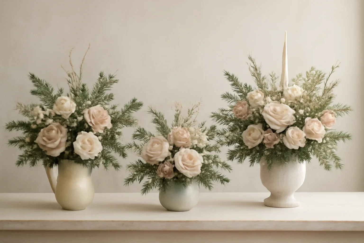 Boutique bouquet display for christmas centerpieces