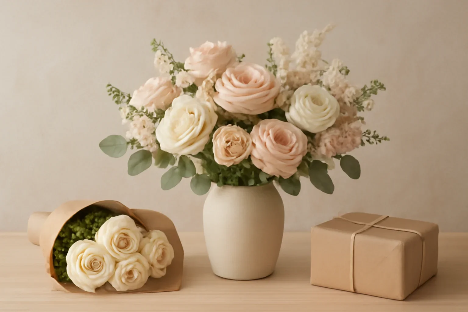 Boutique bouquet display for local florist vs online order gatherers