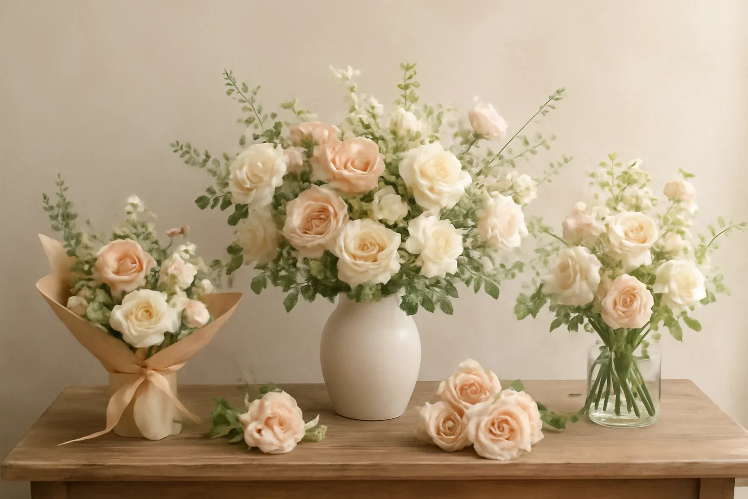 Boutique bouquet display for custom floral arrangements
