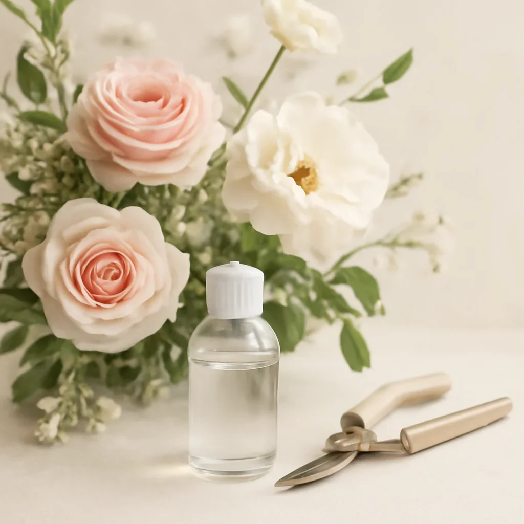 Close floral detail for flower care