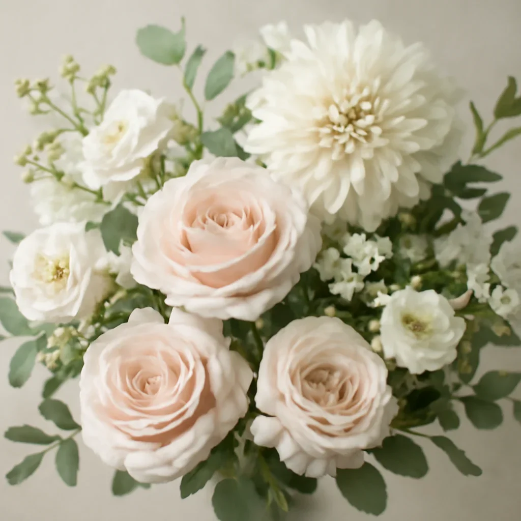 Close floral detail for funeral flowers