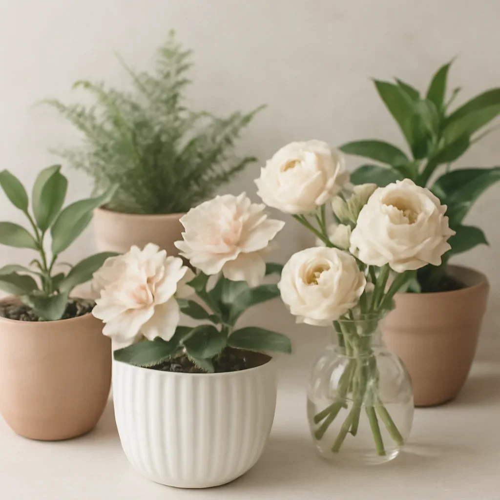Close floral detail for plants & indoor planters