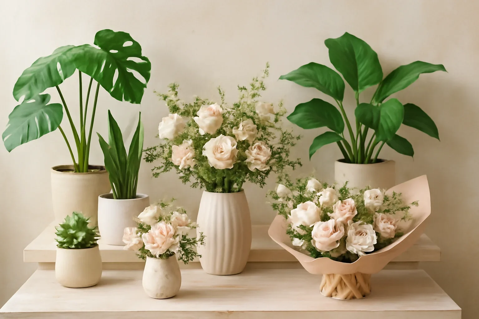 Boutique bouquet display for plants & indoor planters
