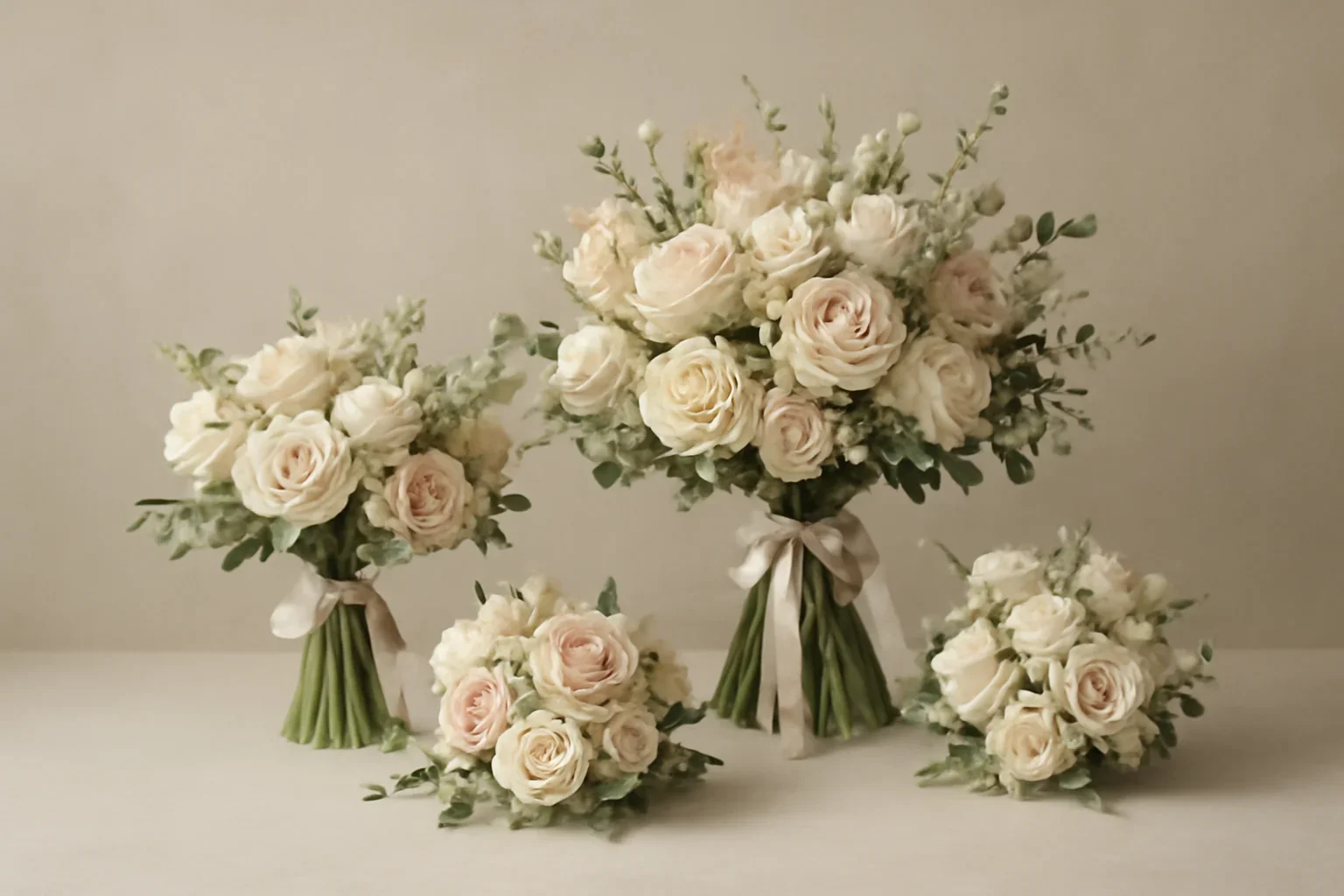 Boutique bouquet display for wedding flowers